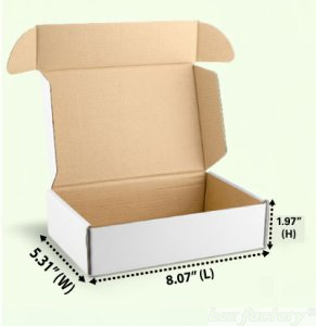 Mailer White Box (3 Ply) 8.07x5.31x1.97 Inch