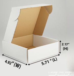 Mailer White Box (3 Ply) 5.71x4.92x2.17 Inch