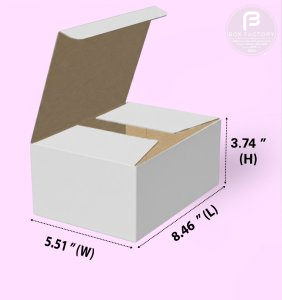 Tuck White Box (3 Ply) 8.46x5.51x3.74 Inch